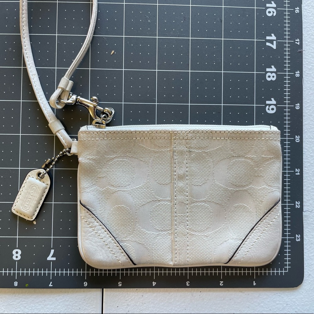 White Signature Canvas Coach wristlet